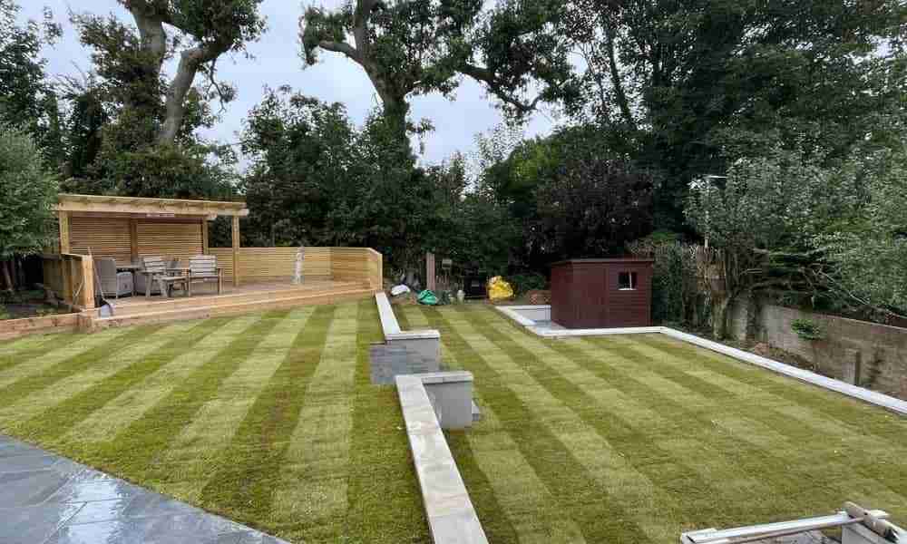 Gardeners Plymstock - Landscaping Project with Decking, Retaining Walls and Turf - Jackson Landscaping Ltd